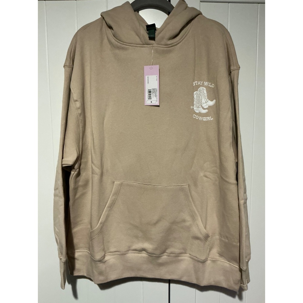 Wild‎ Fable Womens Tan Stay Wild Cowgirl Graphic Hoodie Sweatshirt Size S